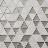 Bedrosians Kaikos 9.5" X 10" Triangle Glass/Stone Mosaic Gray & Oriental White