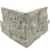 Bedrosians Stone Ledgers 8" x 18" Tumbled Ledger Corner - Wired Mesh Light Beige Limestone