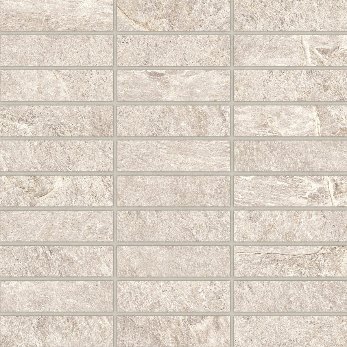 Bedrosians Farmhouse Living 1" x 4" Mosaic 12" x 12"  Alabaster