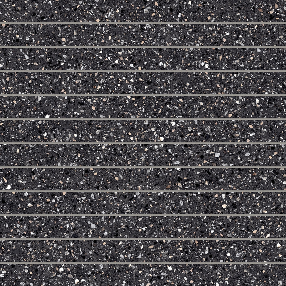 Bedrosians Mystere 1" x 12" Mosaic 12" x 12" Structured Black