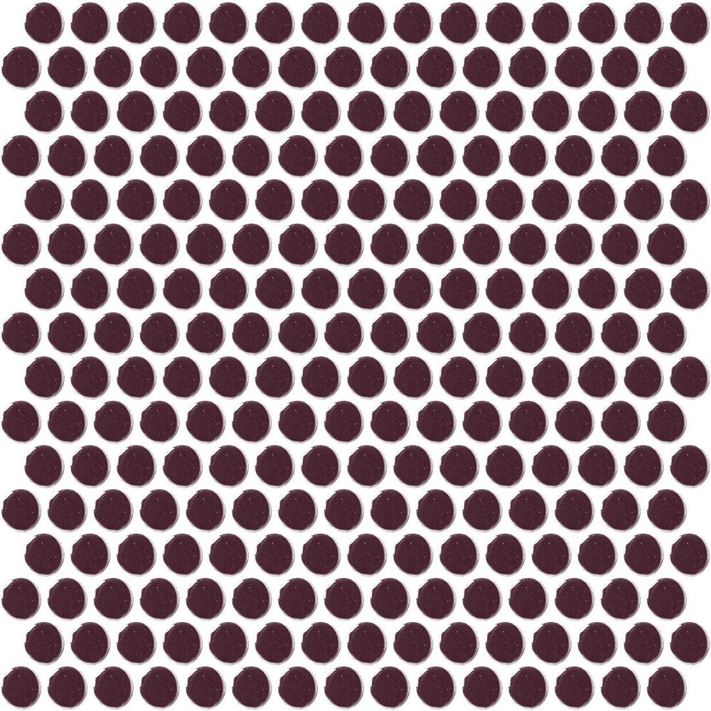 Daltile Color Wheel Mosaic 13'' X 11'' Penny Glossy Plum Crazy