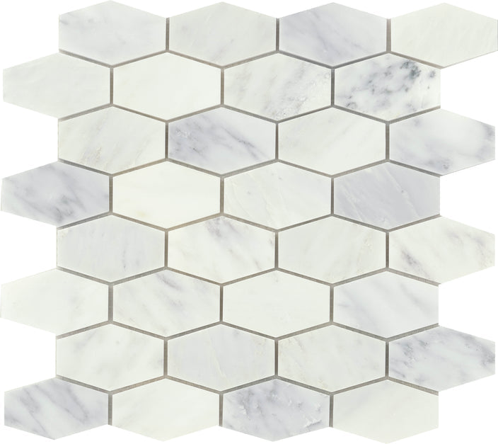 Emser Winter Frost 12"x12" Hexagon Wide Mosaic 1"X1" Winter frost
