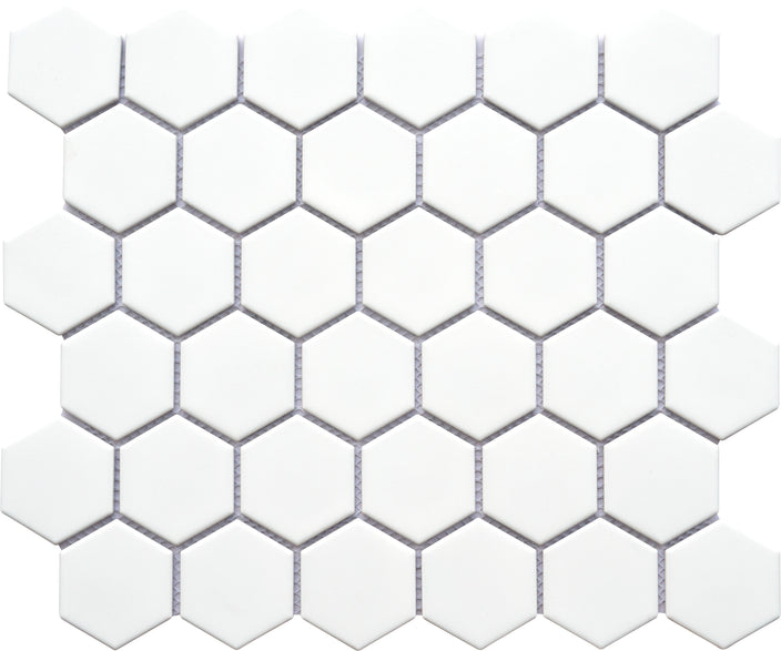 Emser Impact 11"x13" Hexagon Mosaic 2"x2" Matte White