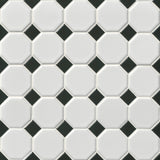 Tile Shop Octagon 2 1/4" Matte White/Black