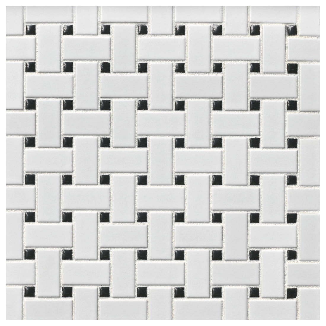 Tile Shop Basketweave Mosaic 12" x 12" Matte White/Black