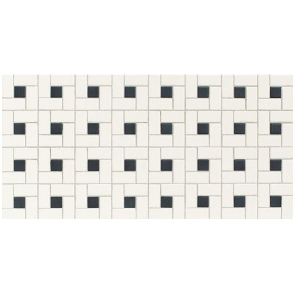 Daltile Keystones 1" x 2" Pattern Mosaic 12" x 24" Arctic White/Black