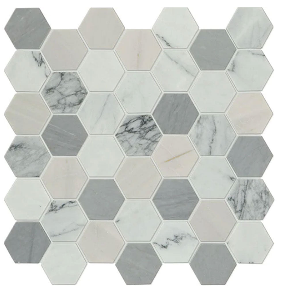 Daltile  Raine 12" X 12" Hexagon Cirrus Storm
