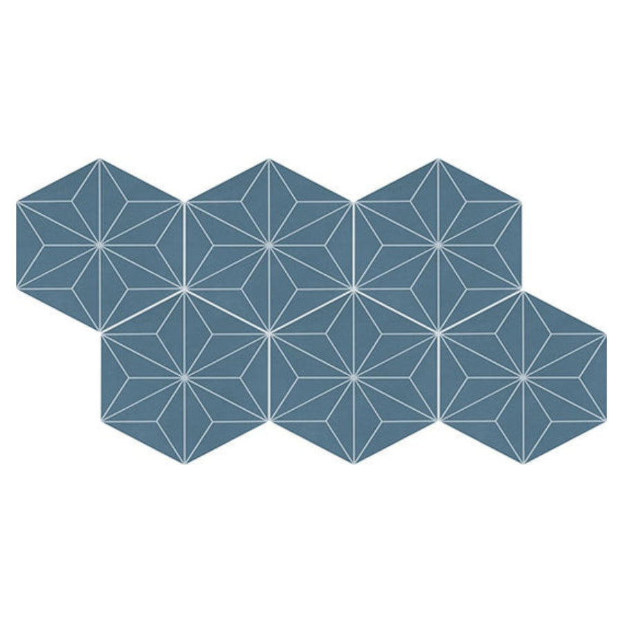 Daltile Scrapbook 8" x 9" Hexagon Keepsake Blue Asanoha