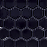 Daltile Artefino Jewel 2.5" Hex Framed Mosaic 14" x 12"  Obsidian