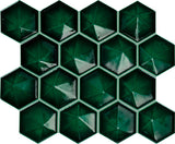 Daltile Artefino Jewel  3" Hex Pyramid Mosaic 12" x 11" Emerald