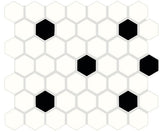 Daltile Color Wheel Mosaic 1.5" Hex Matte Arctic White/Black Matte