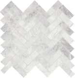 Daltile Eclessia Marble 1" x 3" Herringbone Mosaic 13" x 14" Cristallo