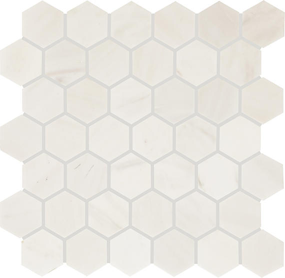 Daltile Eclessia Marble 2" Hex Mosaic 12" x 13" Honed Pacifica
