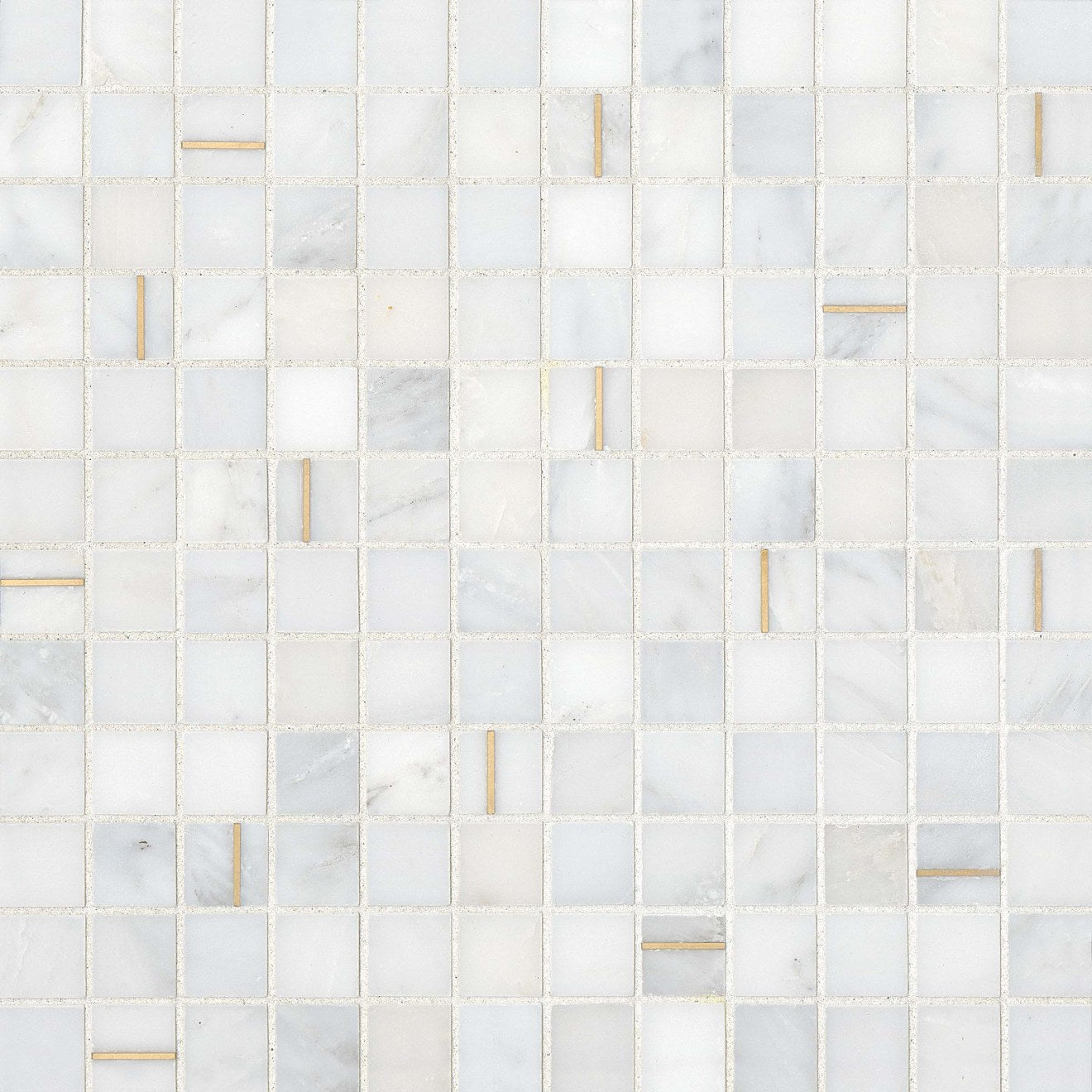 Bedrosians Ferrara 1" x 1" Mosaic Tile with Brass Bianco