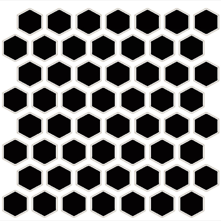 Daltile Color Wheel Mosaic 12" X 14" Hexagon Glossy Black