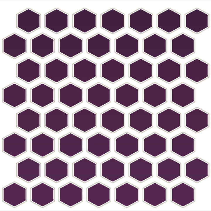 Daltile Color Wheel Mosaic 12" X 14" Hexagon Glossy Plum Crazy