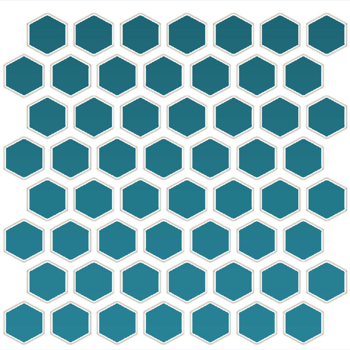 Daltile Color Wheel Mosaic 12" X 14" Hexagon Glossy Ocean Blue