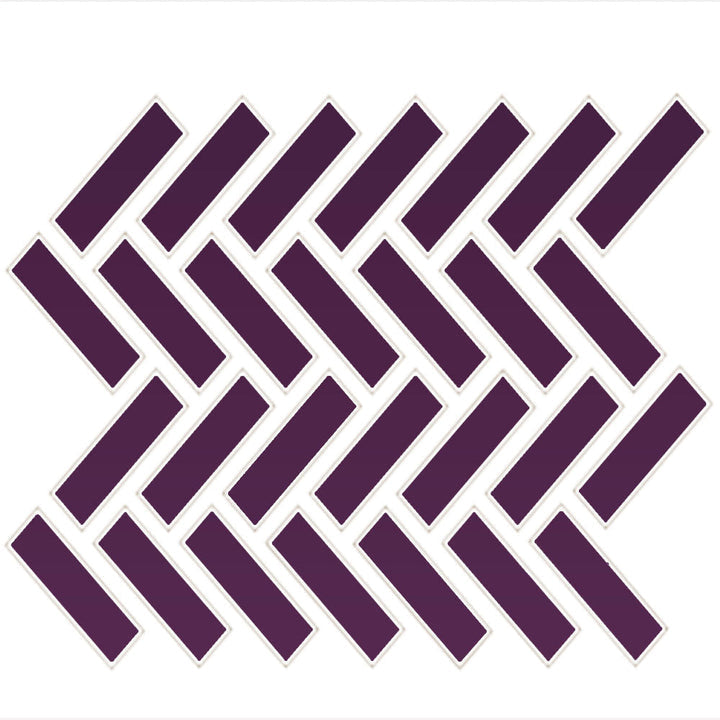 Daltile Color Wheel Mosaic 1" X 3" Herringbone Glossy Plum Crazy