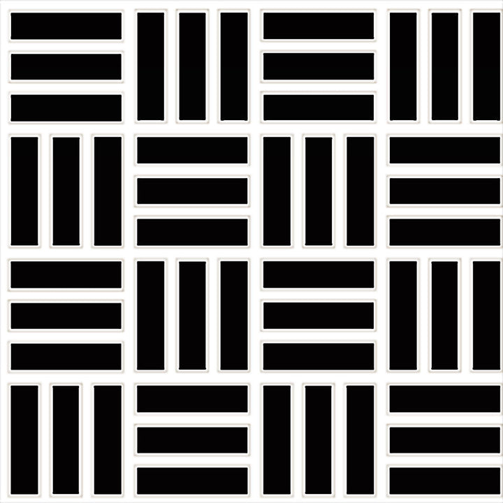 Daltile Color Wheel Mosaic 1" X 3" Lattice Weave Glossy Black