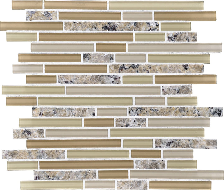 Daltile Granite Radiance 12" X 12" Random Linear Mosaic New Ven Gold Bl