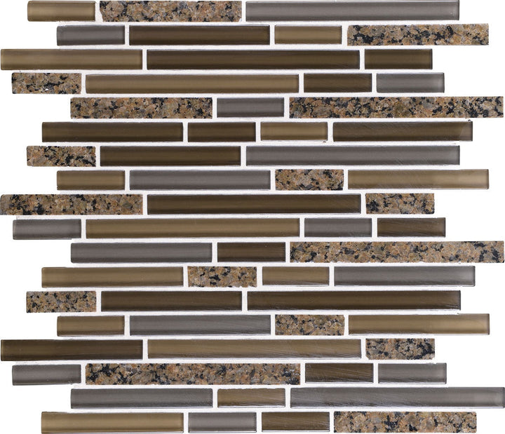 Daltile Granite Radiance 12" X 12" Random Linear Mosaic Tropical Brn Bl