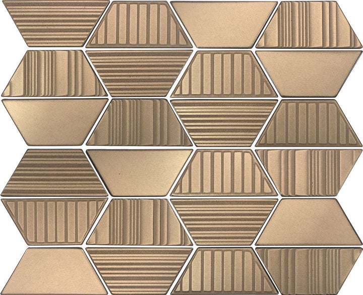 Daltile Industrial Metals 2" X 4" Mixed Trapezoid Mosaic Gold