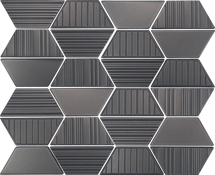 Daltile Industrial Metals 2" X 4" Mixed Trapezoid Mosaic Iron