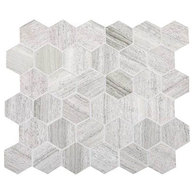Daltile Limestone 2" Hexagon Chenille White