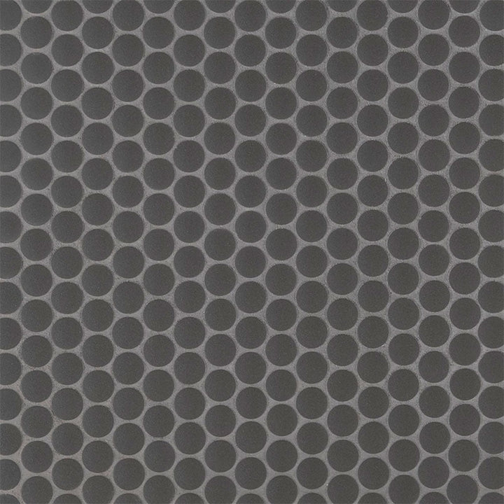 MS International Domino 12" x 12" Penny Round Matte Nero
