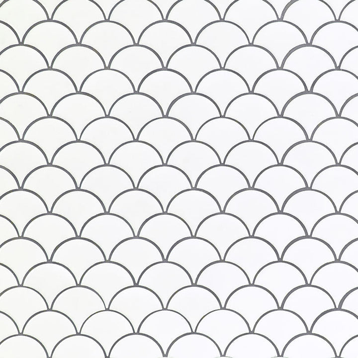MS International Domino 12" x 12" Scallop Glossy White