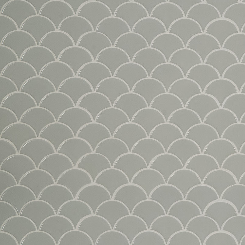 MS International Domino 12" x 12" Scallop Glossy Gray