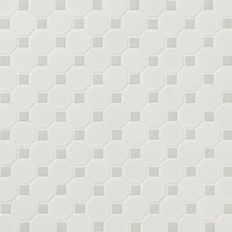 MS International Domino 12" x 12" Octagon 2" White And Gray