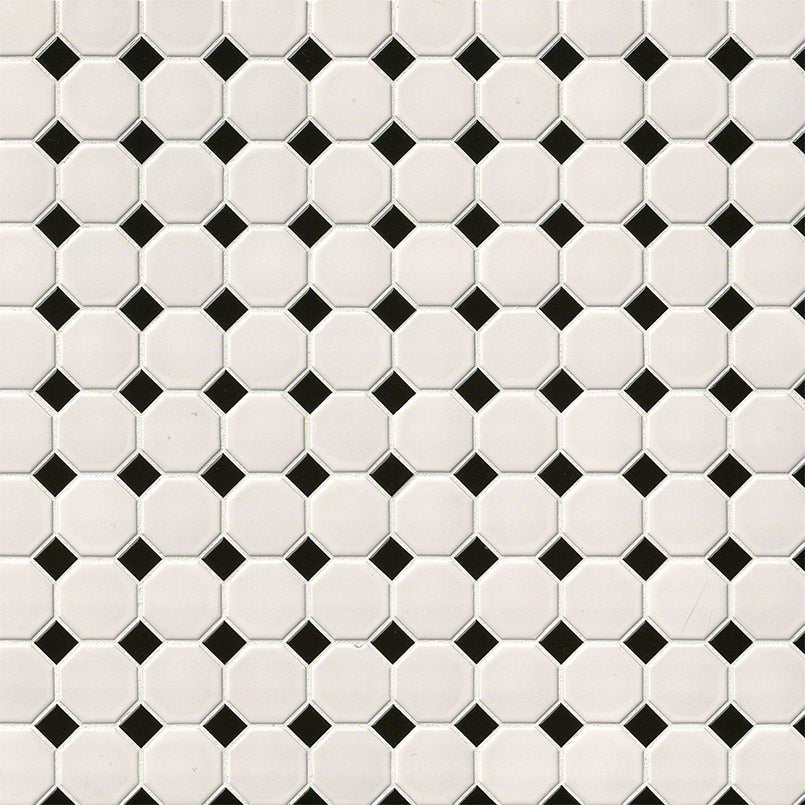 MS International Decorative Mosaic 12" x 12" Octagon White And Black