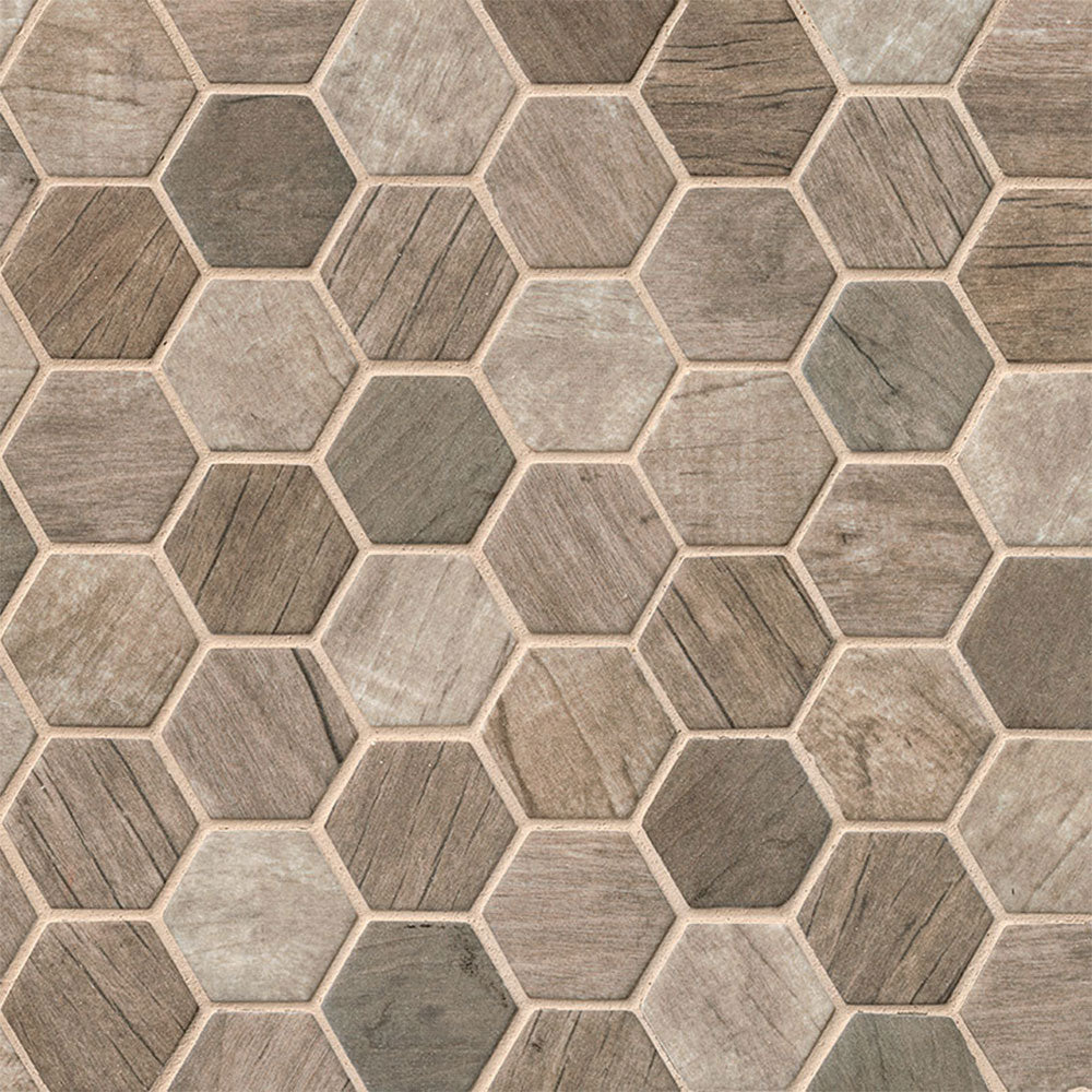 MS International Decorative Mosaic 12" x 12" Hexagon 2" Driftwood