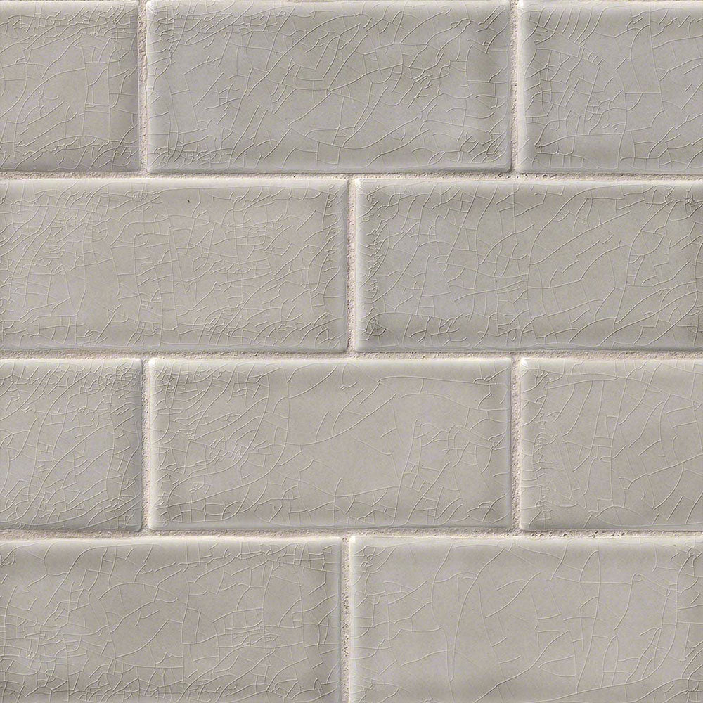 MS International Highland Park 12" x 12" Mosaic 3" x 6" Glossy Dove Gray