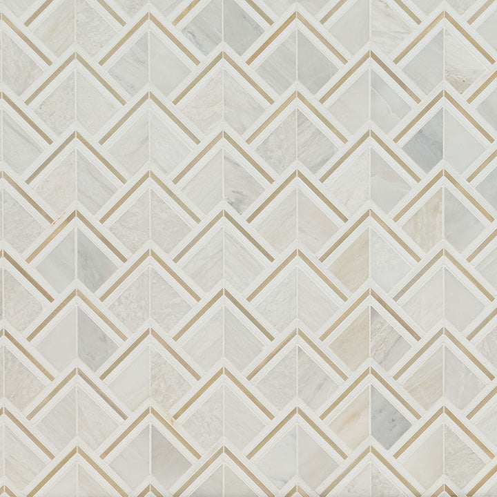 MS International Decorative Mosaic 12" x 12" Geometric Luxor Kona Gold