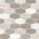 MS International Decorative Mosaic 12" x 12" Elongated Hexagon Bellagio Blend
