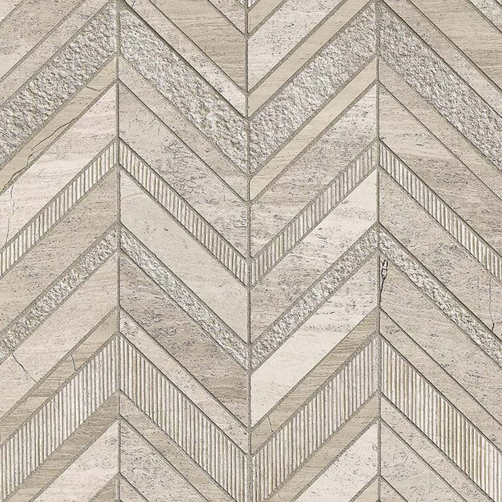 MS International Decorative Mosaic 12" x 12" Chevron White Quarry