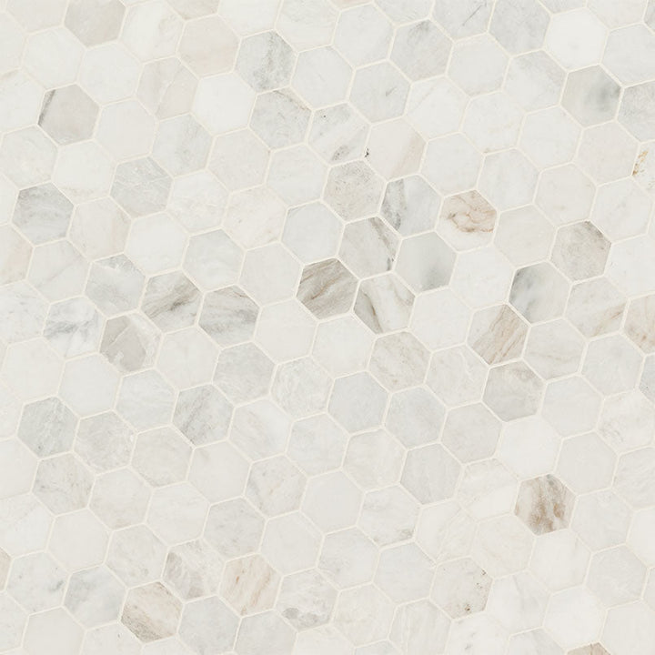 MS International Decorative Mosaic 12" x 12" Hexagon 2" Arabescato Venato White