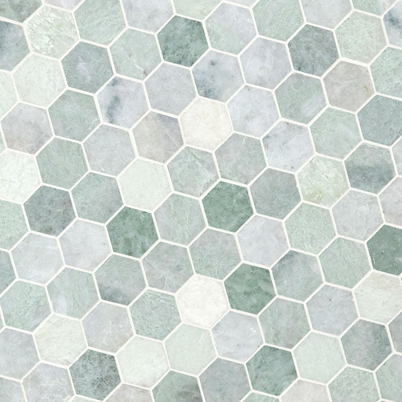 MS International Decorative Mosaic 12" x 12" Hexagon 2" Icelandic Green