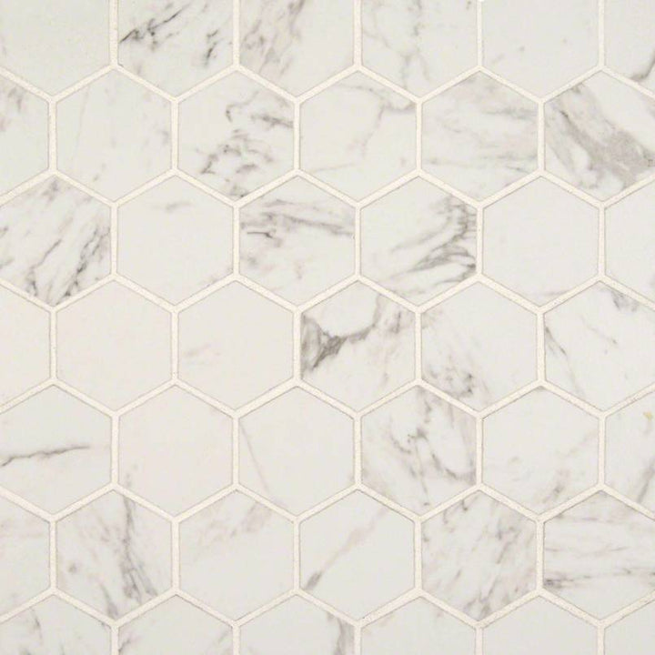 MS International Pietra 2" x 2" Mosaic Hexagon Carrara