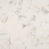 MS International Pietra 2" x 2" Mosaic Hexagon Carrara