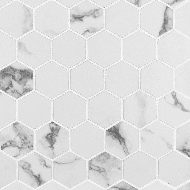 MS International Pietra 2" x 2" Mosaic Hexagon Statuario