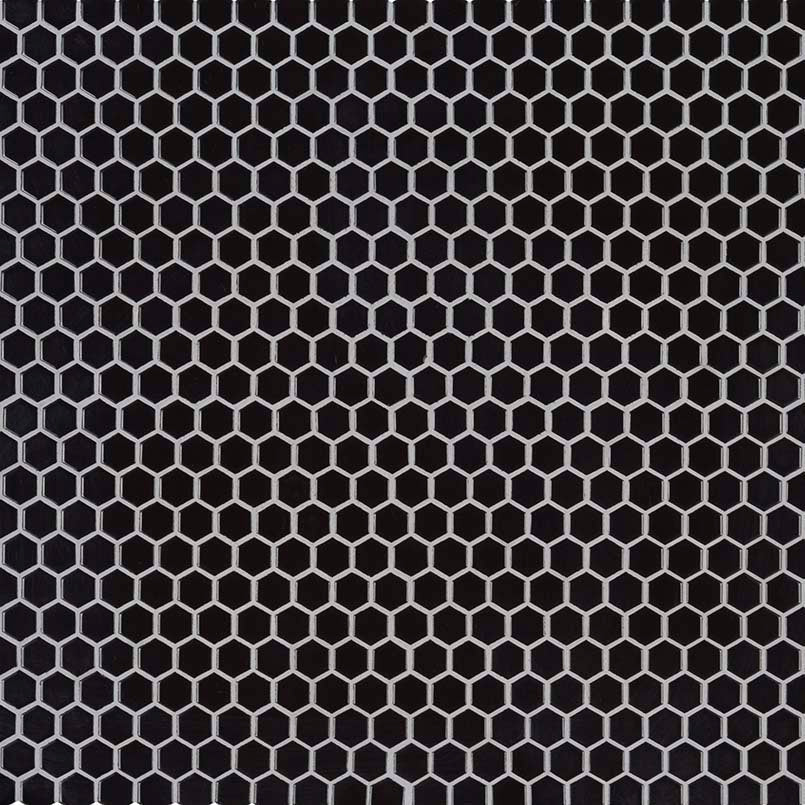 MS International Domino 12" x 12" Hexagon 1" Glossy Black