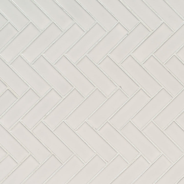MS International Domino 12" x 12" Herringbone White