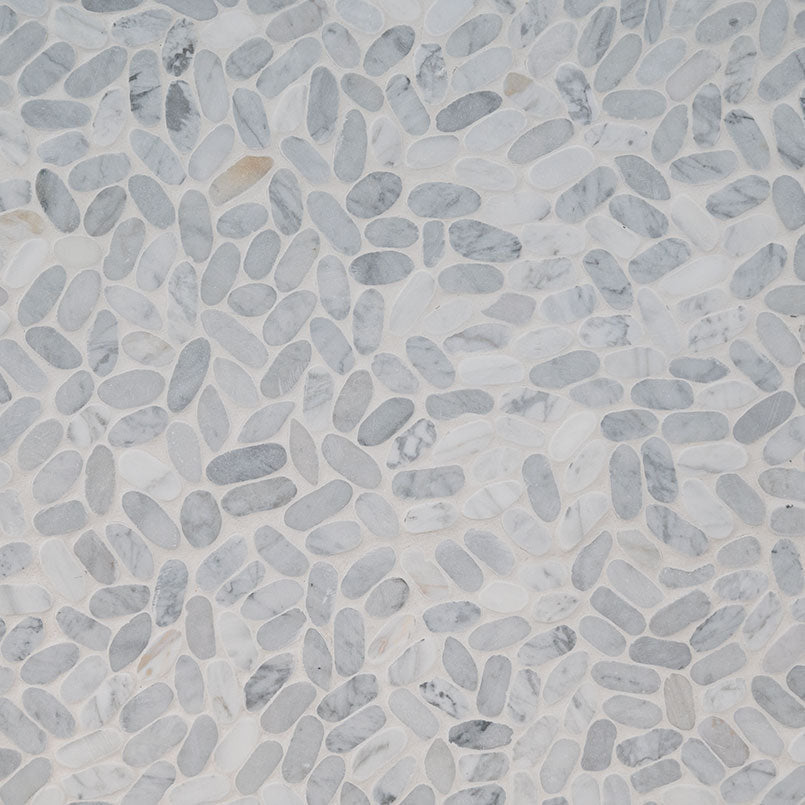 MS International Rio Lago 12" x 12" Pebble Sliced Carrara White