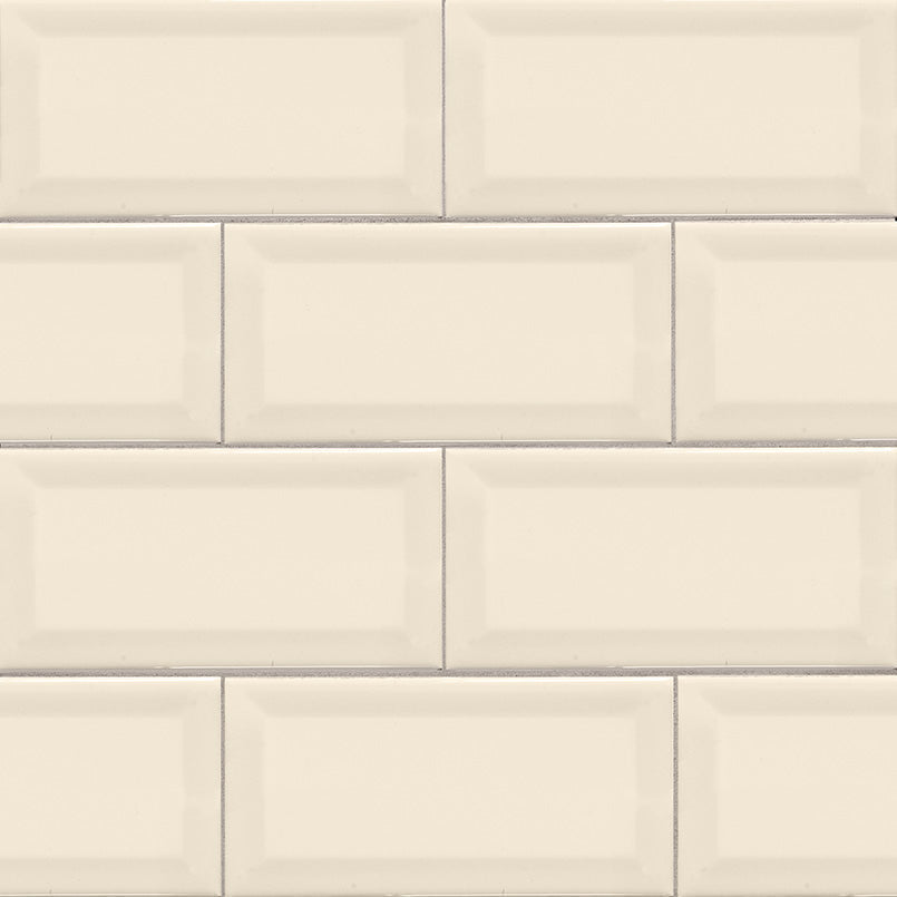 MS International Domino 12" x 12" Beveled 3" x 6" Glossy Almond 