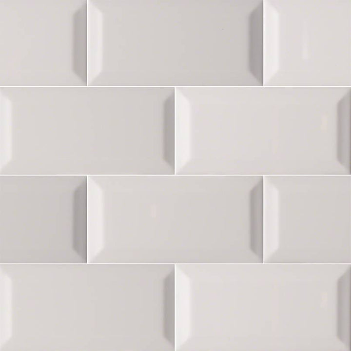 MS International Domino 12" x 12" Beveled 3" x 6" Glossy Gray