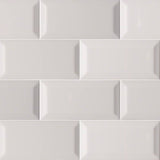 MS International Domino 12" x 12" Beveled 3" x 6" Glossy Gray