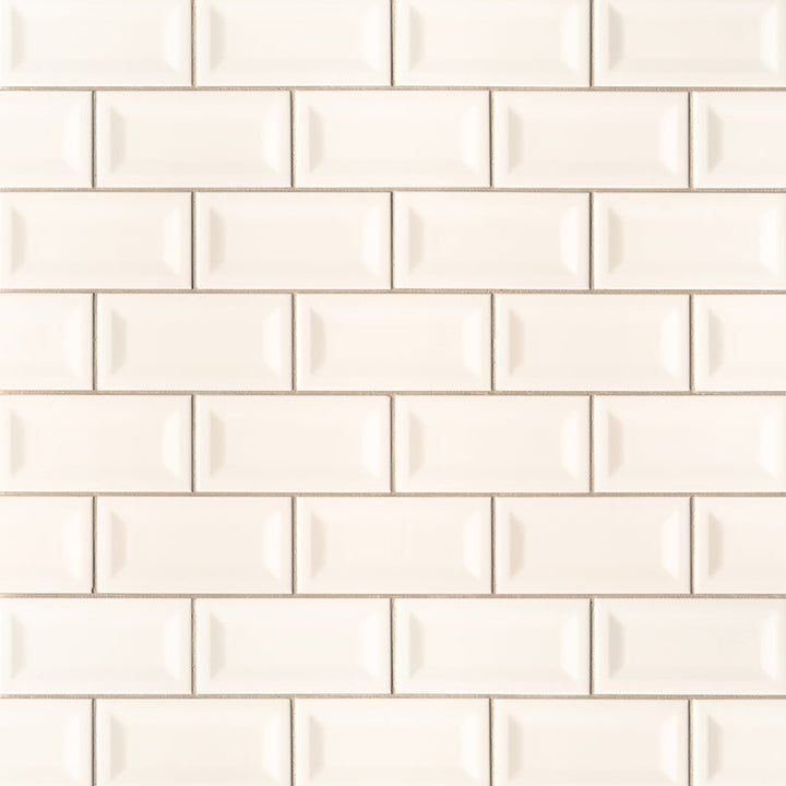 MS International Domino 12" x 12" Inverted Beveled 3" x 6" Almond 
